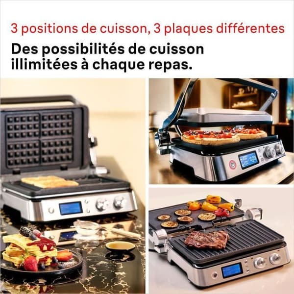 Multifunktionel grill - BRAUN - Multi Pro 9 - 2000 W - 3 varmeindstillinger - Sort / Stål
