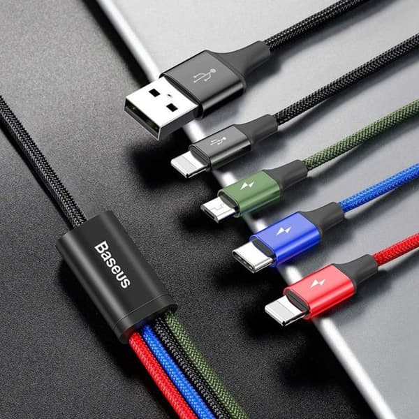 Laddkabel 4 i 1 - BASEUS - 1,2 m - Snabbladdning 3,5 A - 2 x Lightning, USB-C, Micro USB