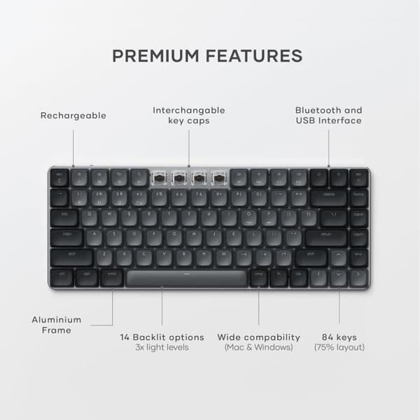 Clavier Mécanique - SATECHI - SM1 - Rétrobelyst - Bluetooth - 84 Tangenter QWERTY US