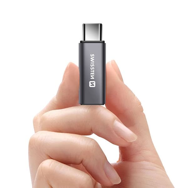 USB-C Han til Lightning Hun 3A Swissten Swissten Grå