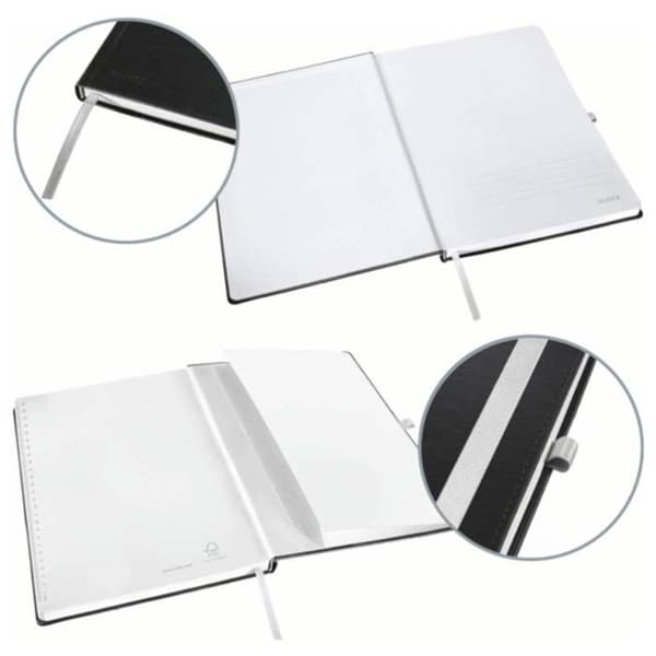 Leitz 44521094 Hvid sort satinblok Noter: 80 ark DIN A5