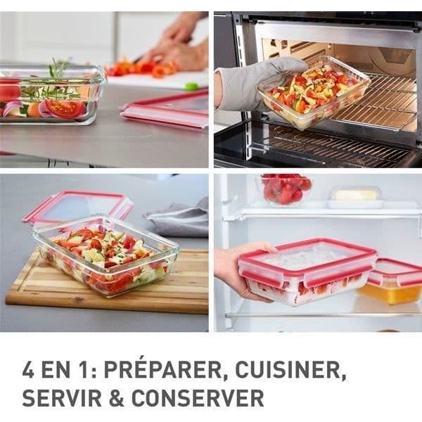 Rektangulær opbevaringsboks - TEFAL - Glas - Masterseal fresh - 2 L - Plastlåg og silikoneforsegling