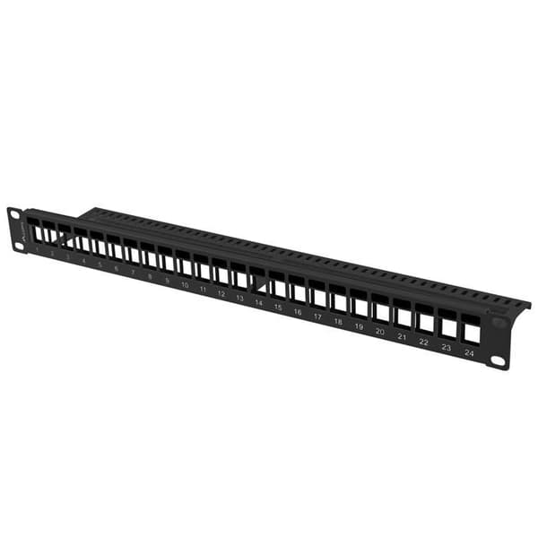 Patchpanel - Lanberg - PPKS-1024-B - 24 pladser - Kompatibel med Keystone - Sort RAL9004