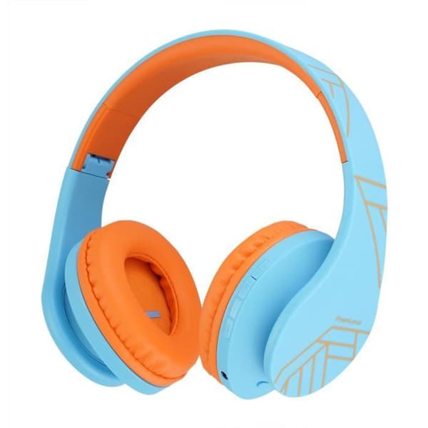 PowerLocus P2 Trådløse Supra aural Hovedtelefoner til Børn - Bluetooth, Micro SD - Blå/Orange