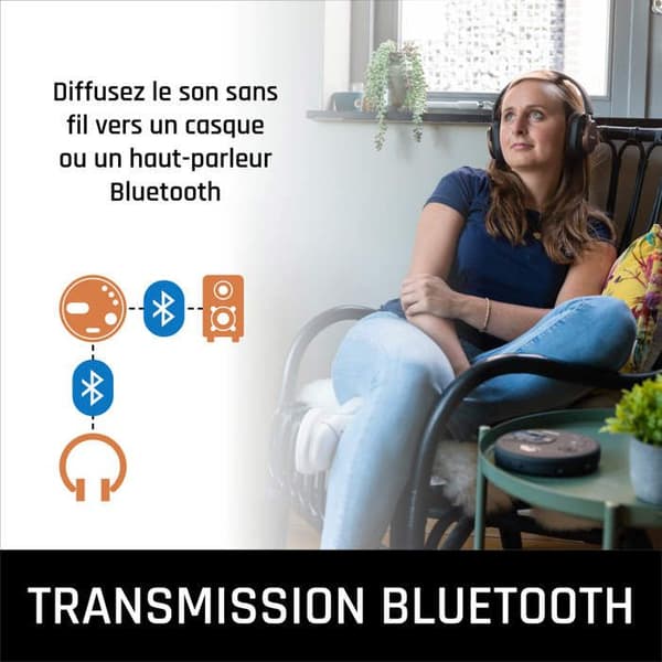 Lenco CD-300BK - Bärbar Bluetooth® CD/MP3-spelare med stötsäker skydd - Svart