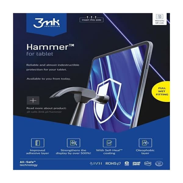 Hærdet glas til tablet 3MK Hammer Wet montering 5 dele ~