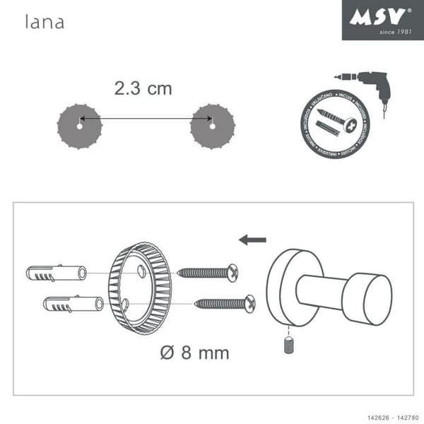 Crochet vägg för handduk IANA Matt vit MSV