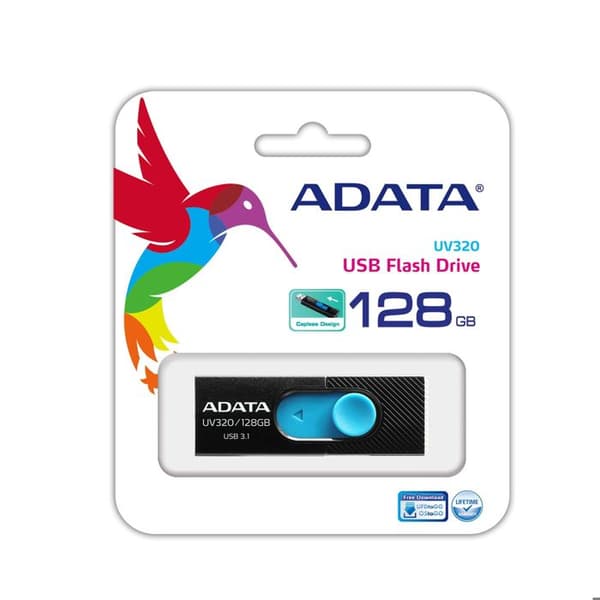 USB nøgle - ADATA UV320 - 128 GB - USB 3.1 - Sort-blå