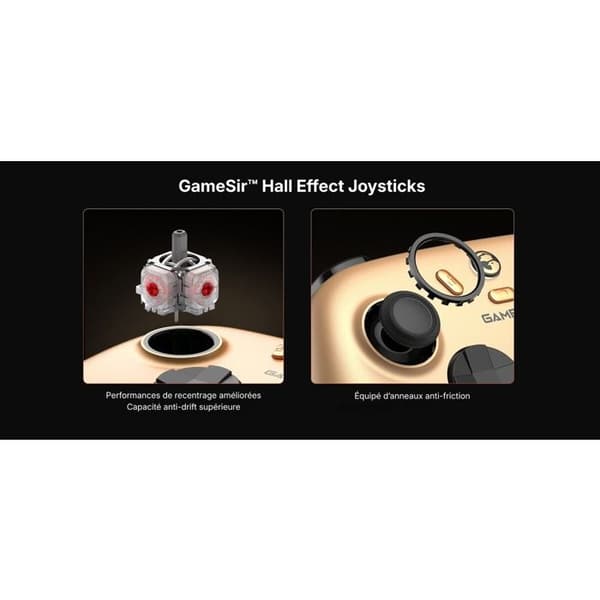 Manette Gamesir gaming trådløs og kablet Nova 2 Lite Guld til PC Nintendo Switch iOS og Android