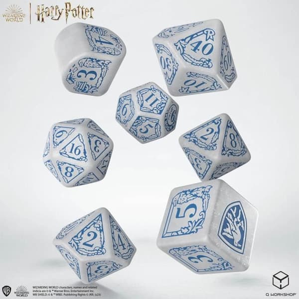 Terningespil - Q WORKSHOP - Harry Potter Ravenclaw - 7 hvide terninger - Ideel til rollespil - Unisex