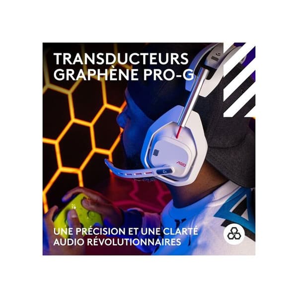 Gamingheadset - Trådlös - Logitech G - Astro A50 Lightspeed Pro-G Graphene - Xbox, PS5, Switch, PC/Mac - Vit