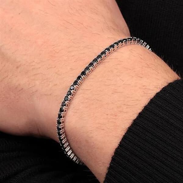 Modern silver bracelet with Tennis crystals SATN02
