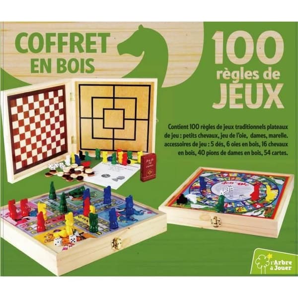 JEUJURA Trækasse 100 traditionelle brætspil