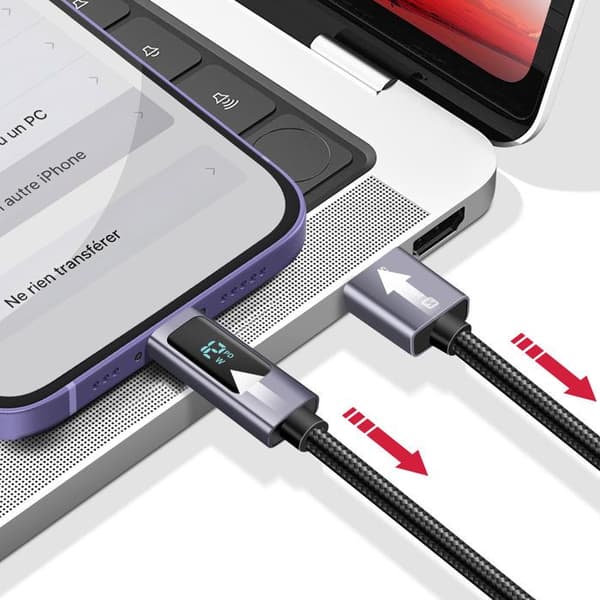 USB-kabel - SWISSTEN - Lightning til USB - 12W - 1m - Sort LED-skærm