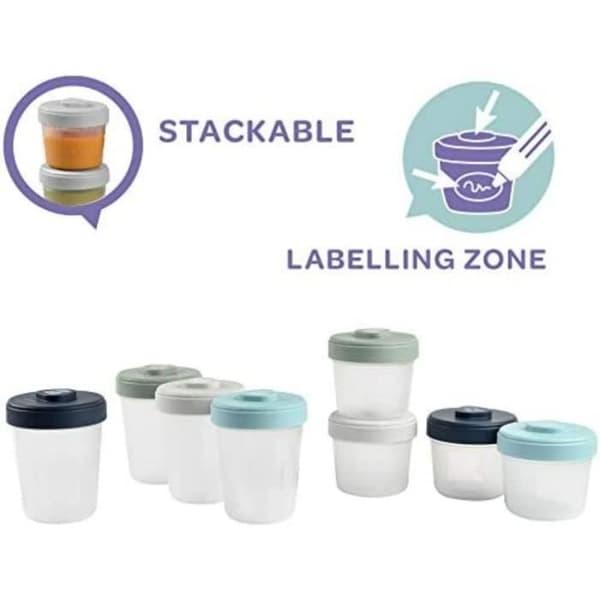BÉABA - Lot 8 Portioner Clip - 2. Alder - 100% Hermetisk - Stabelbare