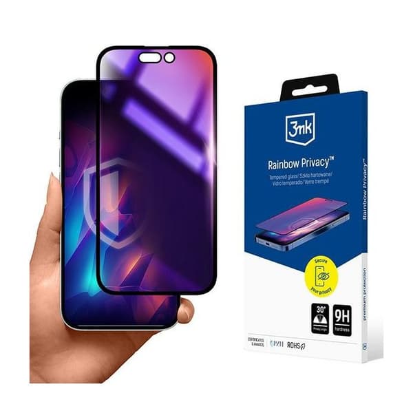 Hærdet glas til iPhone 15 Plus 3MK Rainbow Privacy
