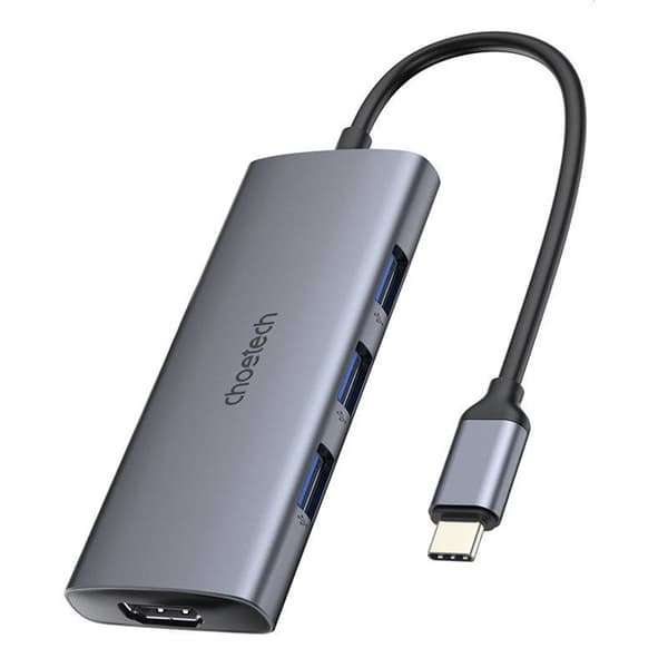 USB-C Hub 7 Porte - CHOETECH - HUB-M19 - Sølv - Kompakt - Multi-port