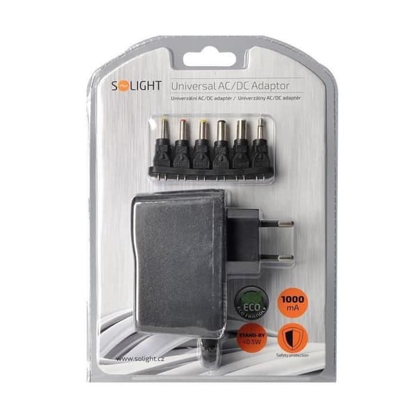 Solight Universal strömadapter - Stabiliserad - Utbytbara kontakter - Energibesparingar