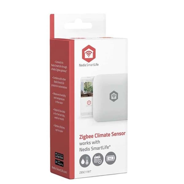 Zigbee Nedis Smart Temperatur- och Luftfuktighetssensor Vit