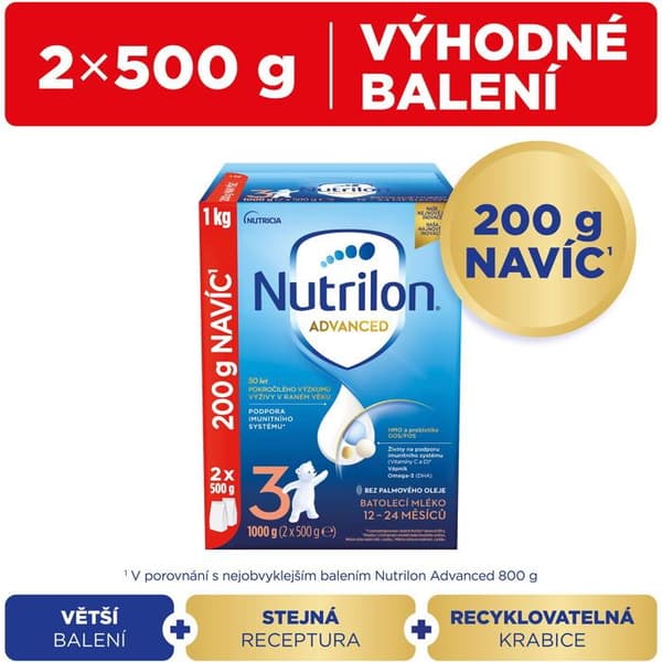 Nutrilon 3 Advanced mjölk för småbarn 1 kg, 12
