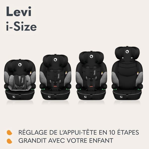 Evolutionsbilstol LIONELO Levi i-Size - 76-150 cm - Grupp 1/2/3 - Grön