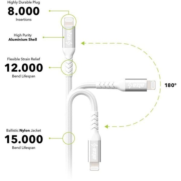AlzaPower AluCore USB-C til Lightning MFi 2m sølv