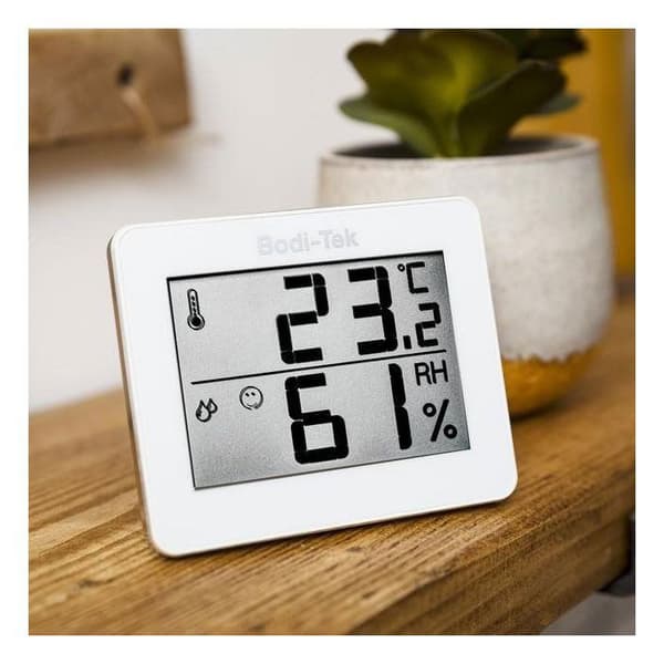 Termometer og hygrometer - BODI-TEK - Model Bodi-Tek - LCD-display - Trådløs - Hvid farve