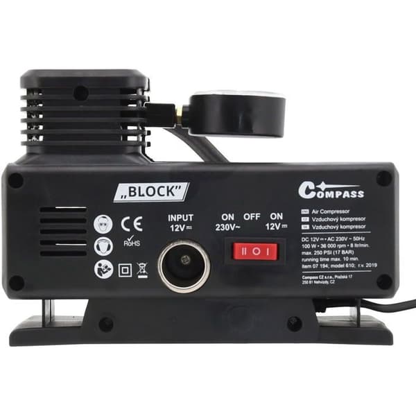 Bilkompressor - COMPASS - COMPASS12/230V BLOCK - 12V og 230V - 17 bar - 150 W