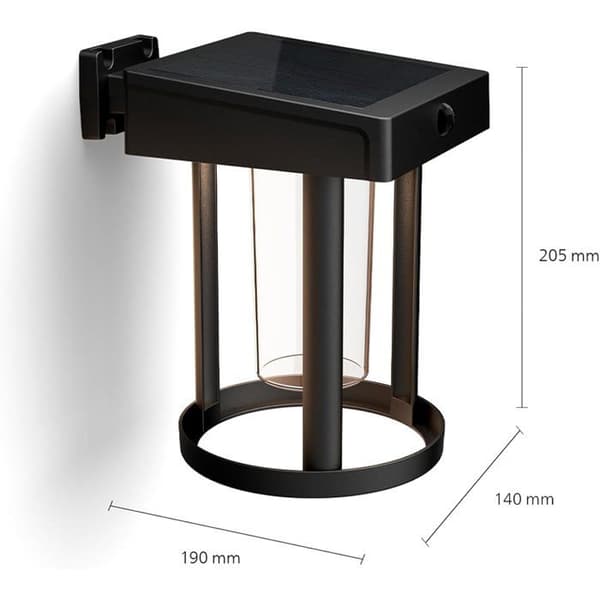 Væglampe Solcelle - PHILIPS LIGHTING - Camill - 1,4 W - Bevægelsessensor - IP44