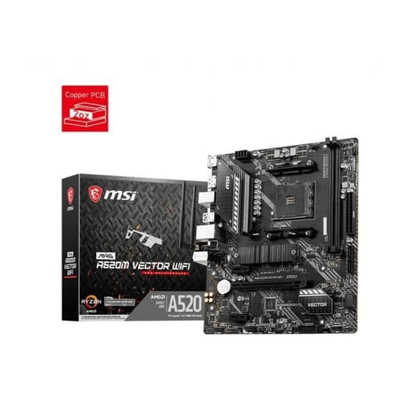 Moderkort - MSI - MAG A520M VECTOR WIFI - Socket AM4 - Wi-Fi - Micro ATX