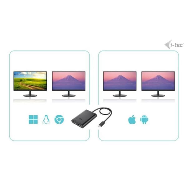 I-Tec C31DUAL4K60DP Adaptere Sort