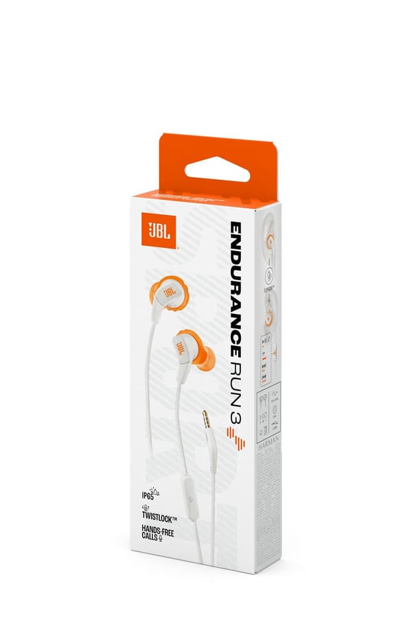 Sporthörlurar - Trådade - JBL - Endurance Run 3 - Vit