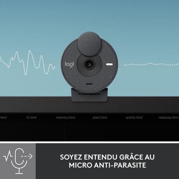 Webcam - Full HD 1080p - Logitech - Brio 300 - Indbygget mikrofon - Grafit