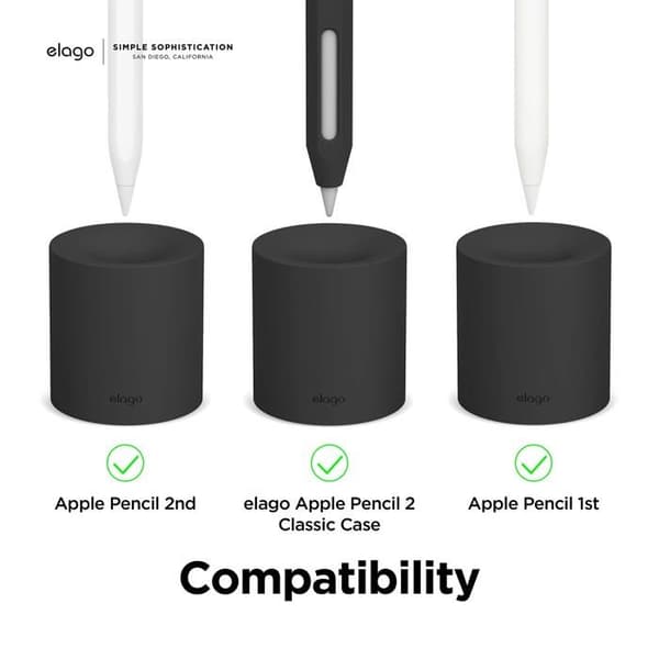 Elago silikone støtte til Apple Pencil (1 & 2) - sort, penneholder