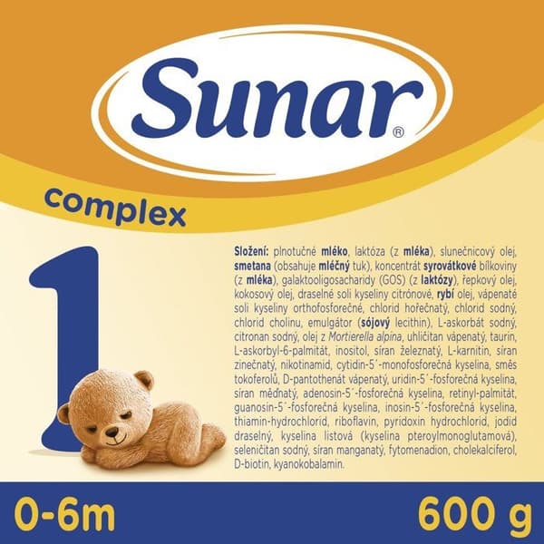 Sunar Complex 1, 6×600 g spädbarnsnäring