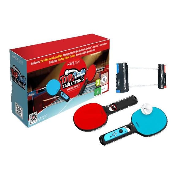 Bordtennis Sæt - Tip Top - Nintendo Switch - 2 Ketchere - Justerbart Net - Bolde Inkluderet