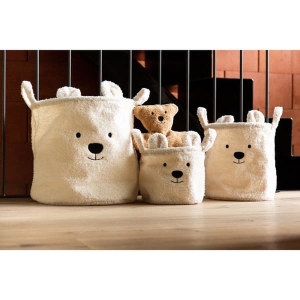 Set med 3 förvaringskorgar teddy Vit Krossad