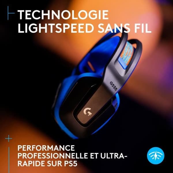 Spelheadset - Trådlös - Logitech G - G535 Lightspeed - PS5, PS4, PC, MAC - Svart/Blå