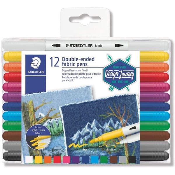 STAEDTLER Tekstil dobbeltspids tusch, 'pakke med 12 0,000000 Sort'