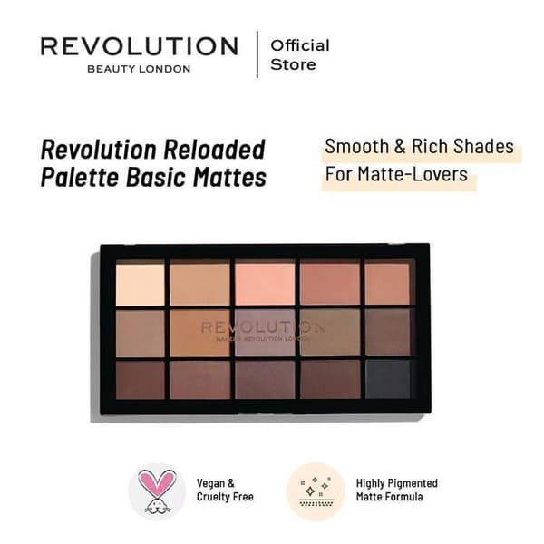 Øjenskygge - Makeup Revolution - RE-loaded basic mattes - 15 nuancer - Mat - Pigmenteret