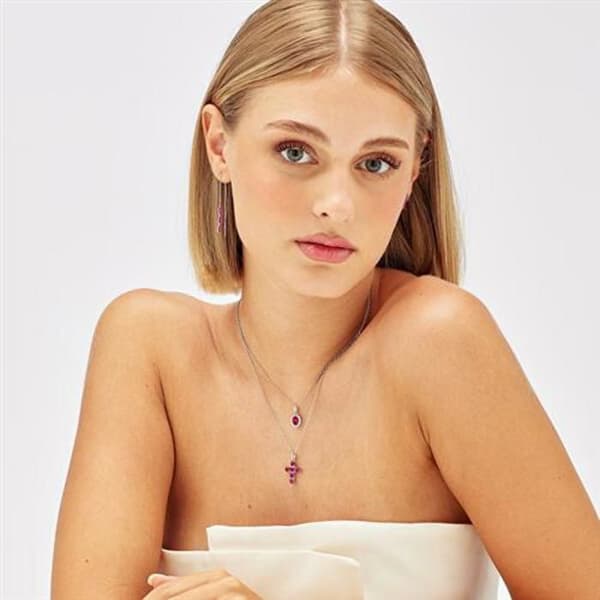 Elegant hänge i silver Fancy Passion Ruby FPR13