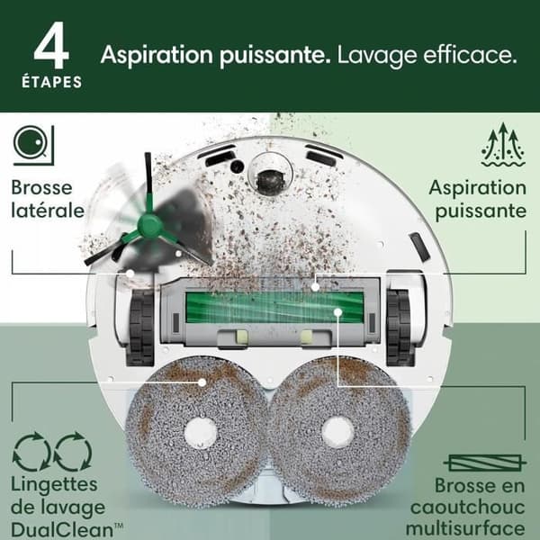 iRobot Roomba Plus 405 Combo Robot + AutoWash - Multifunktionsbas - Tvätt och torkning av microfiberdukar - LiDAR Clearview