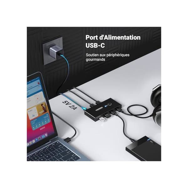 UGREEN USB 3.0 Switch 4 Portar för 2 PC 2 Input 4 Output USB Switch för skrivare Tangentbord Mus USB Flash Drive Extern hårddisk