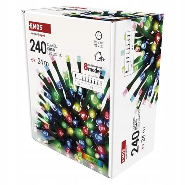 Julelys guirlande, multicolor, 240 LED, 24 m