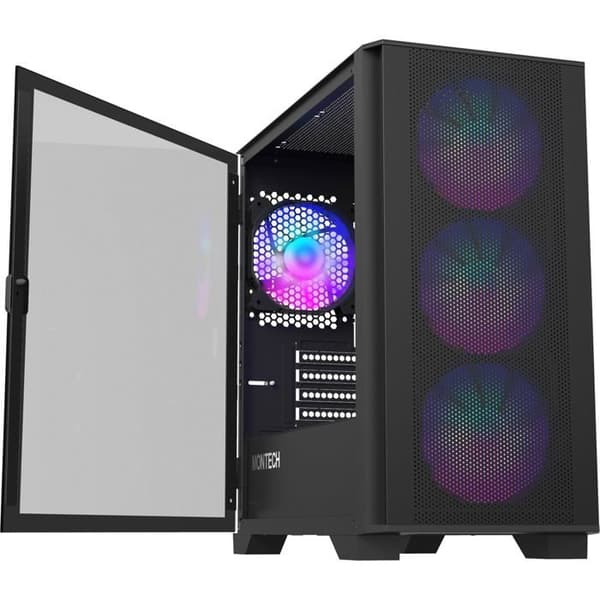 Micro-ATX kabinet - MONTECH - Air 100 ARGB - Hærdet glas - Sort - ARGB belysning