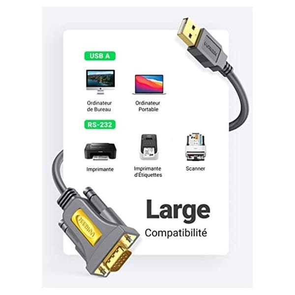 RS232 USB Kabel Adapter USB til DB9 Han (3M) - Rute - Ingen stik