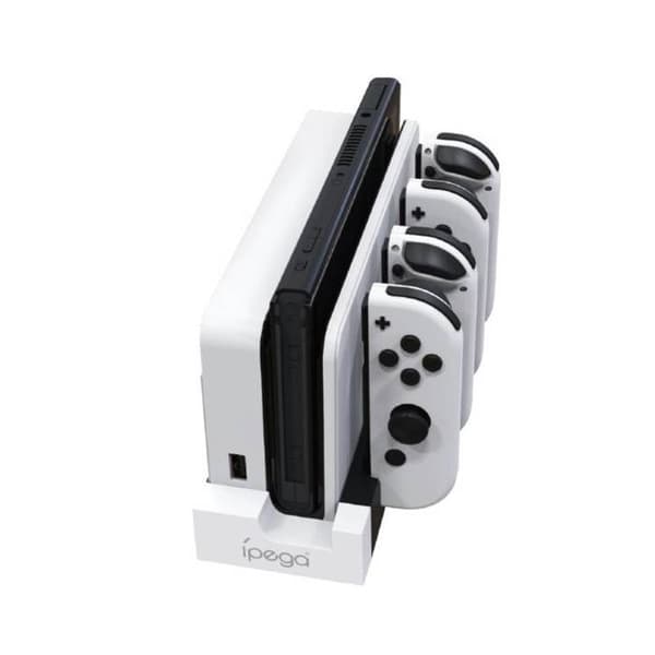 Lade Station - Ipega - 4-i-1 - Hvid - USB - Til Nintendo Switch