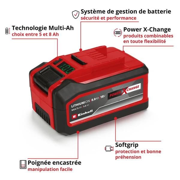 Einhell Batteri 8,0 Ah Multi-Ah PXC PLUS (18V, 5-8 Multi-Ah, för alla Einhell PXC-enheter)