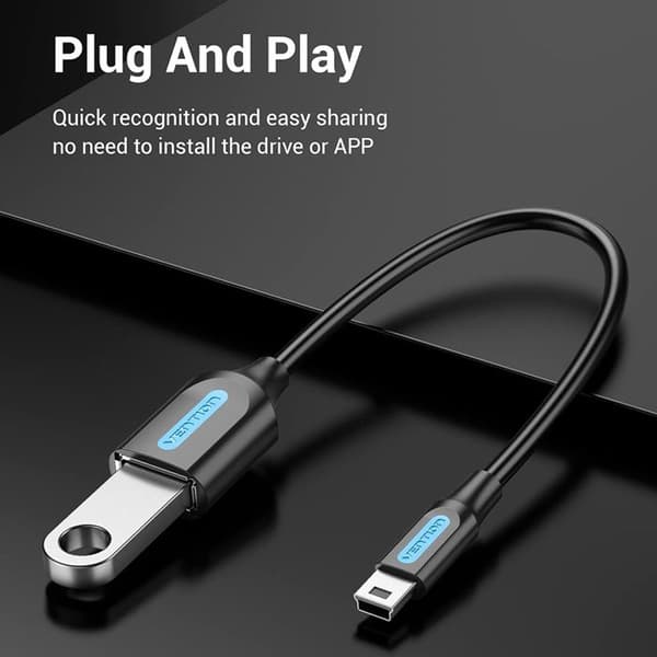 OTG-adapter - VENTION - USB-B til USB 2.0 - 480 Mbps - 0,15 m - Sort