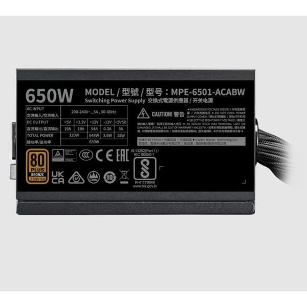 COOLER MASTER - MWE 650W V2 ATX 3.1 - PC Strømforsyning - 650 W